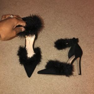 Faux fur heels